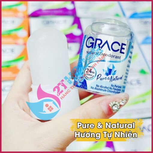 Lăn nách khử mùi đá khoáng hương tự nhiên/nha đam/măng cụt/dừa/nghệ Natural Deodorant Grace Thái Lan