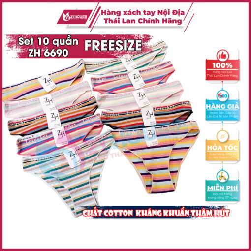 Quần lót chip ZH Thái Lan nữ cotton ren mềm mịn cao cấp Forever 6690 Freesize