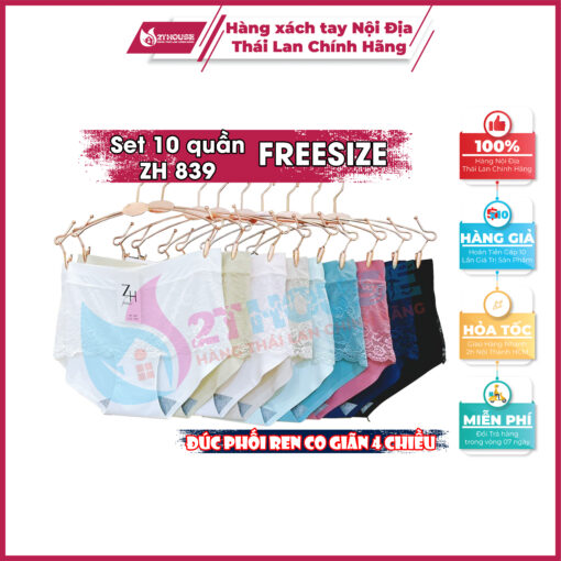 Quần lót chip ZH Thái Lan nữ su đúc phối ren Forever 839 Freesize mix đủ màu