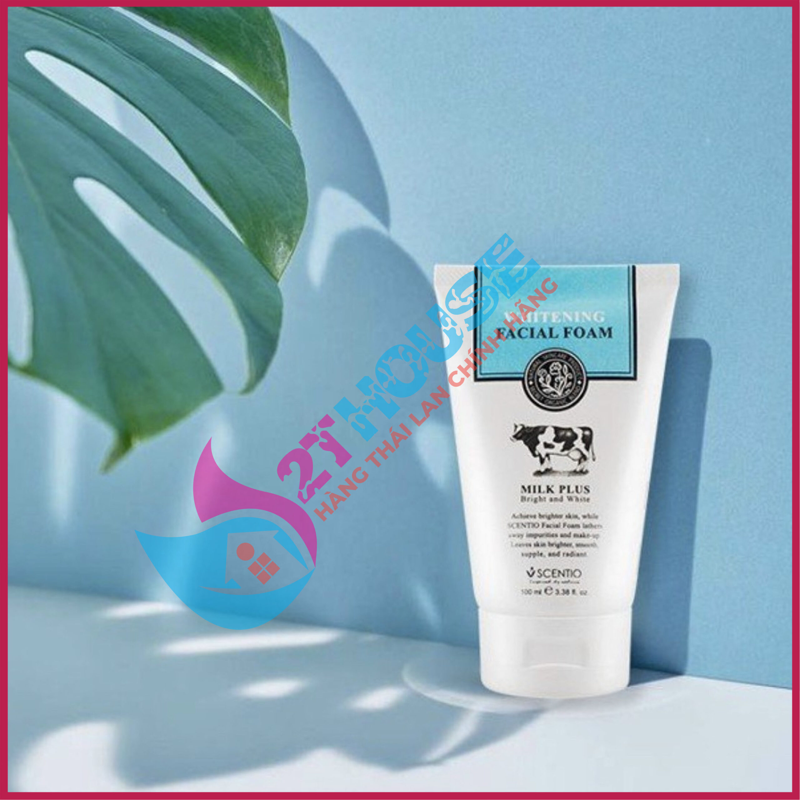 Sữa rửa mặt bò Thái Lan trắng da tạo bọt Whitening Facial Foam Scentio Milk Plus