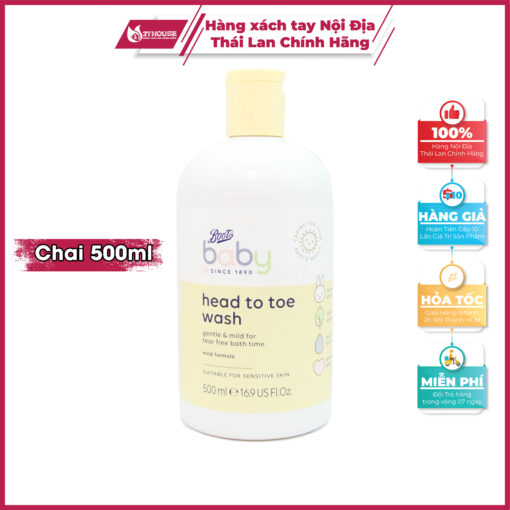 Sữa tắm gội Thái Lan cho bé Head To Toe Wash Baby Since 1890 Boots